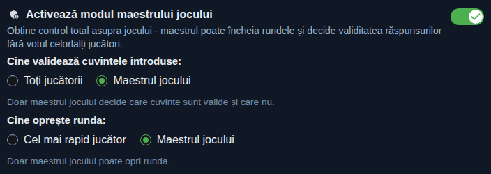 Setare: modul gazdă al jocului