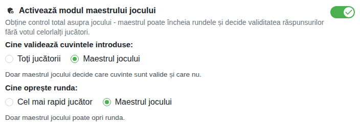 Setare: modul gazdă al jocului